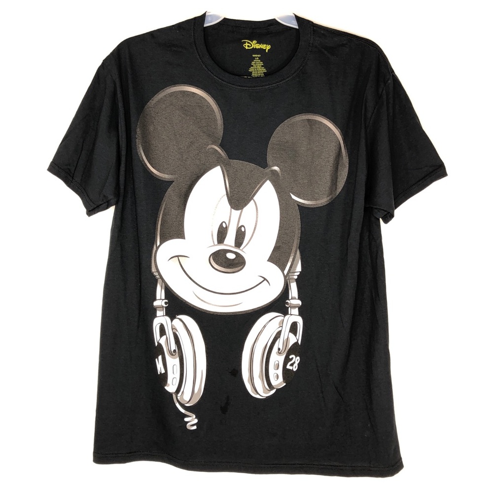 DISNEY MICKEY MOUSE WITH #28 HEADPHONES T-SHIRT(L)